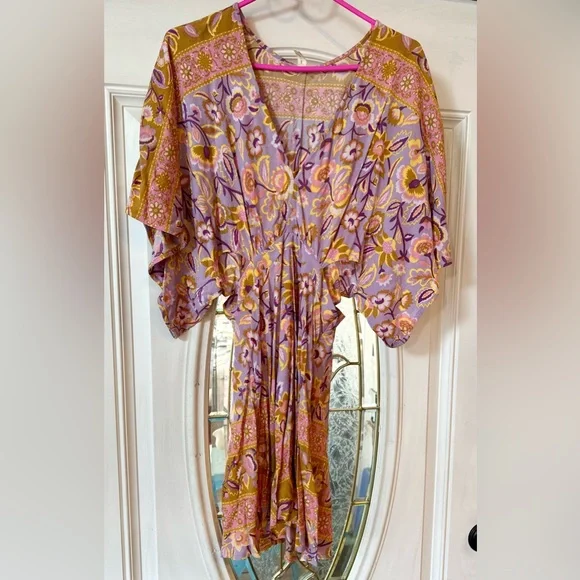 Spell & The Gypsy Lolita Cutout Mini Dress Lover Floral Pink  Lavender Euc - Picture 7 of 12